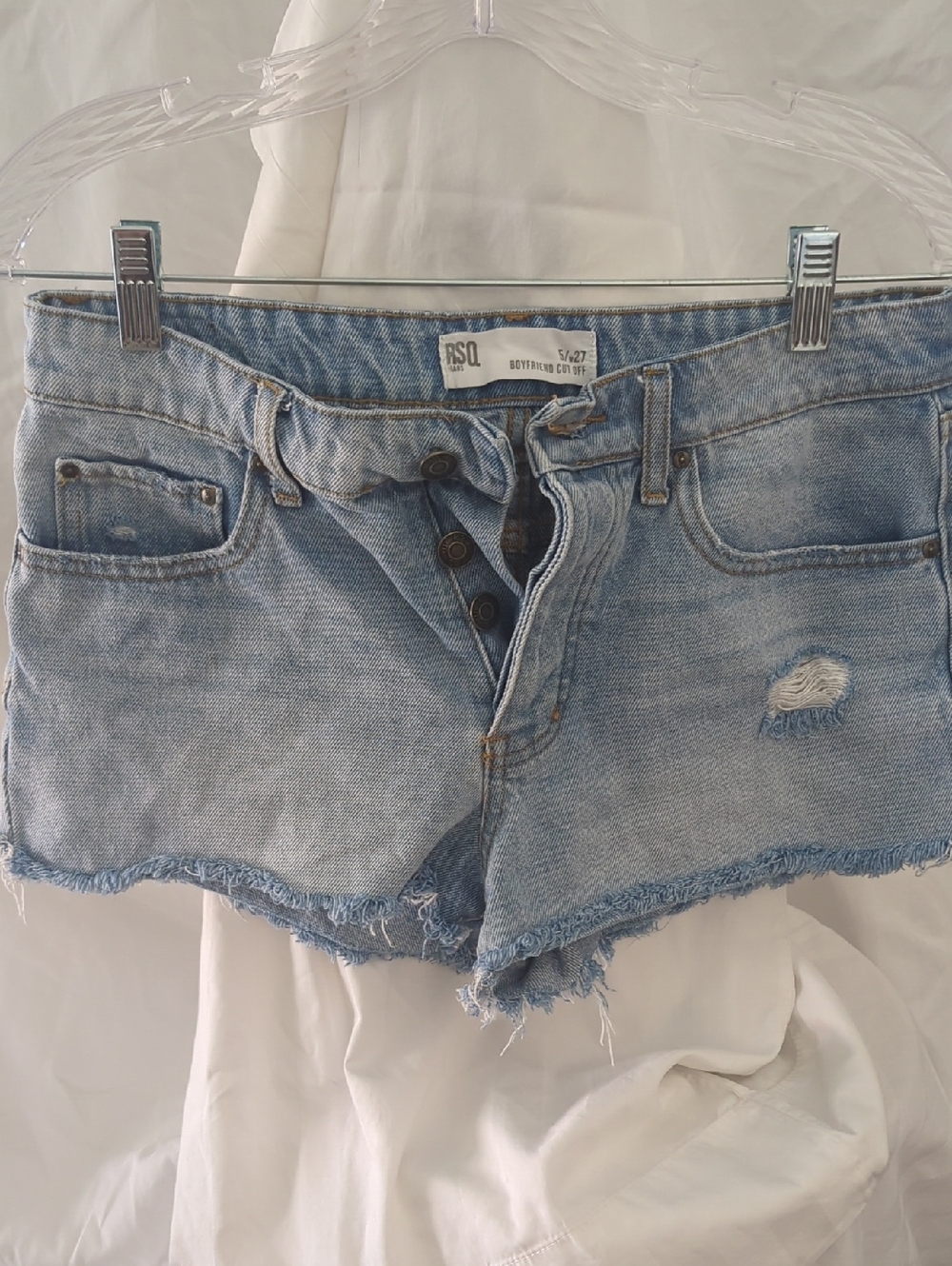 RSQ Light Wash Frayed Denim Cutoff Shorts